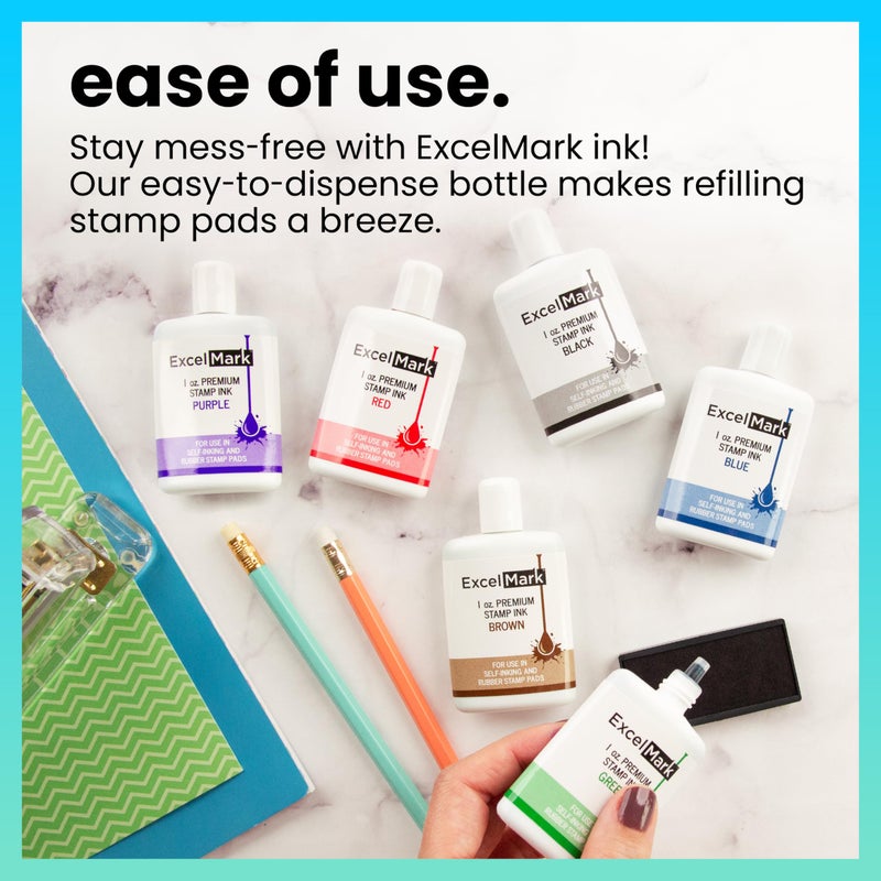 ExcelMark Premium Self-Inking Stamp Refill Ink - 1 oz. (Black) - Image 4